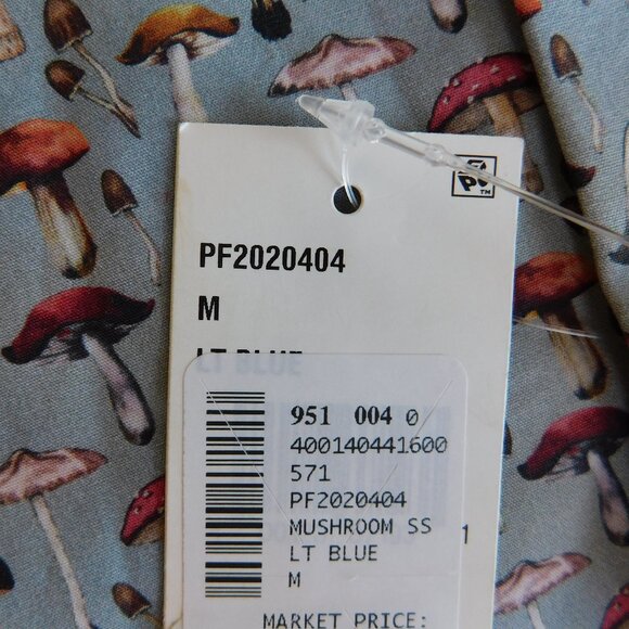 NWT Saks Fifth Ave novelty mushroom print slim fit SS button front dress shirt M - Picture 9 of 16